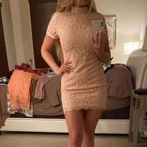 Mauve Lace Mini Dress